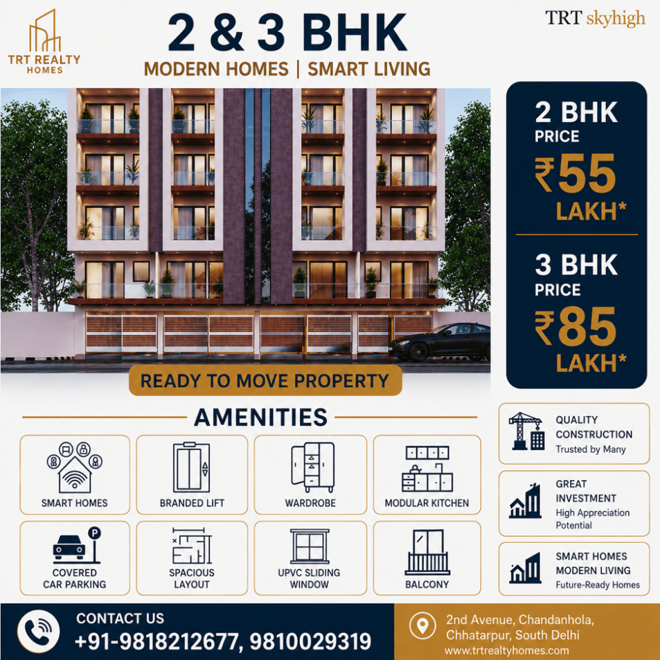2 & 3 BHK Flats in 2nd Avenue, Chandanhola, Chhatarpur, South Delhi
